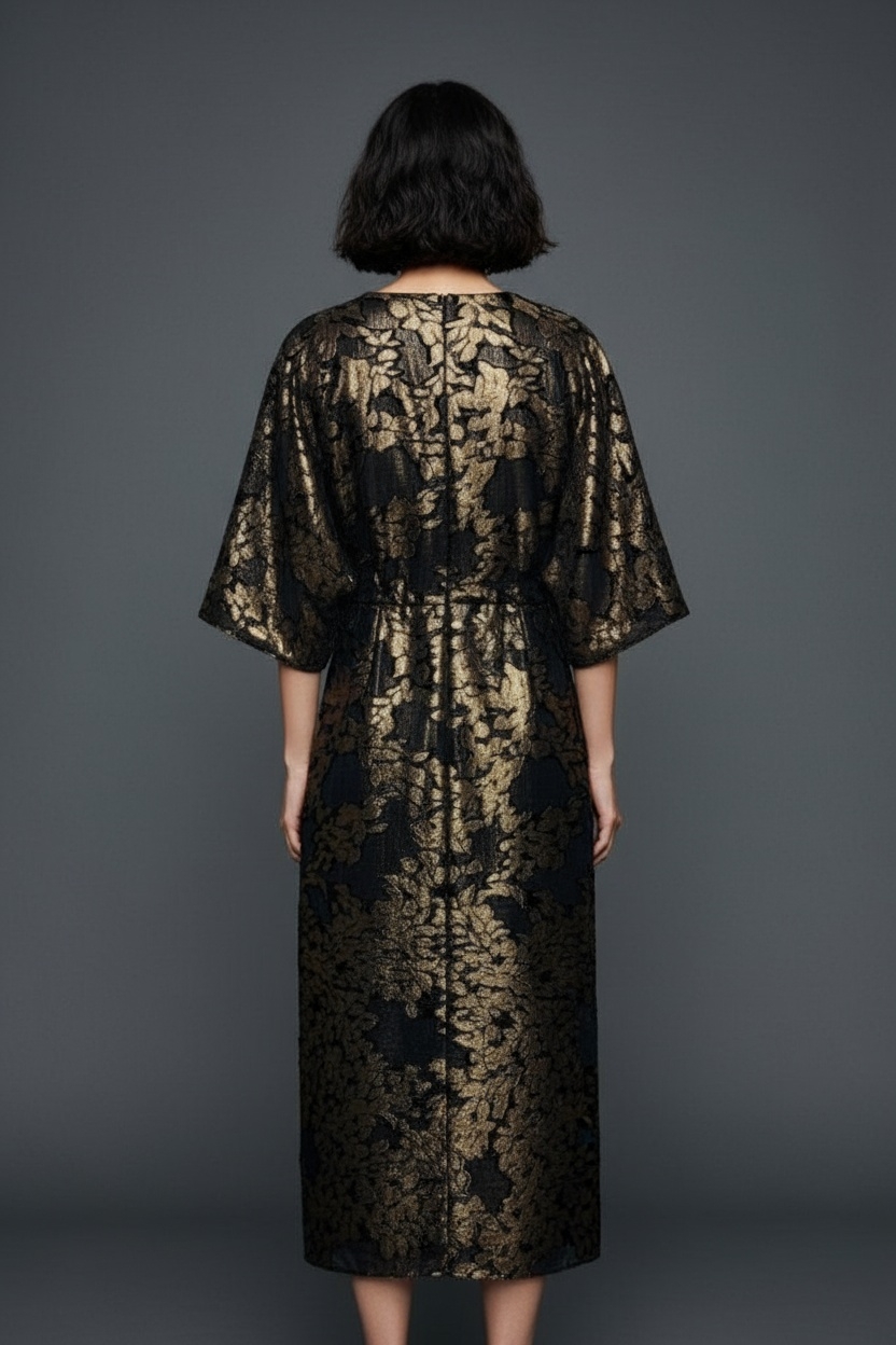 Metallic Jacquard Dress - Back View