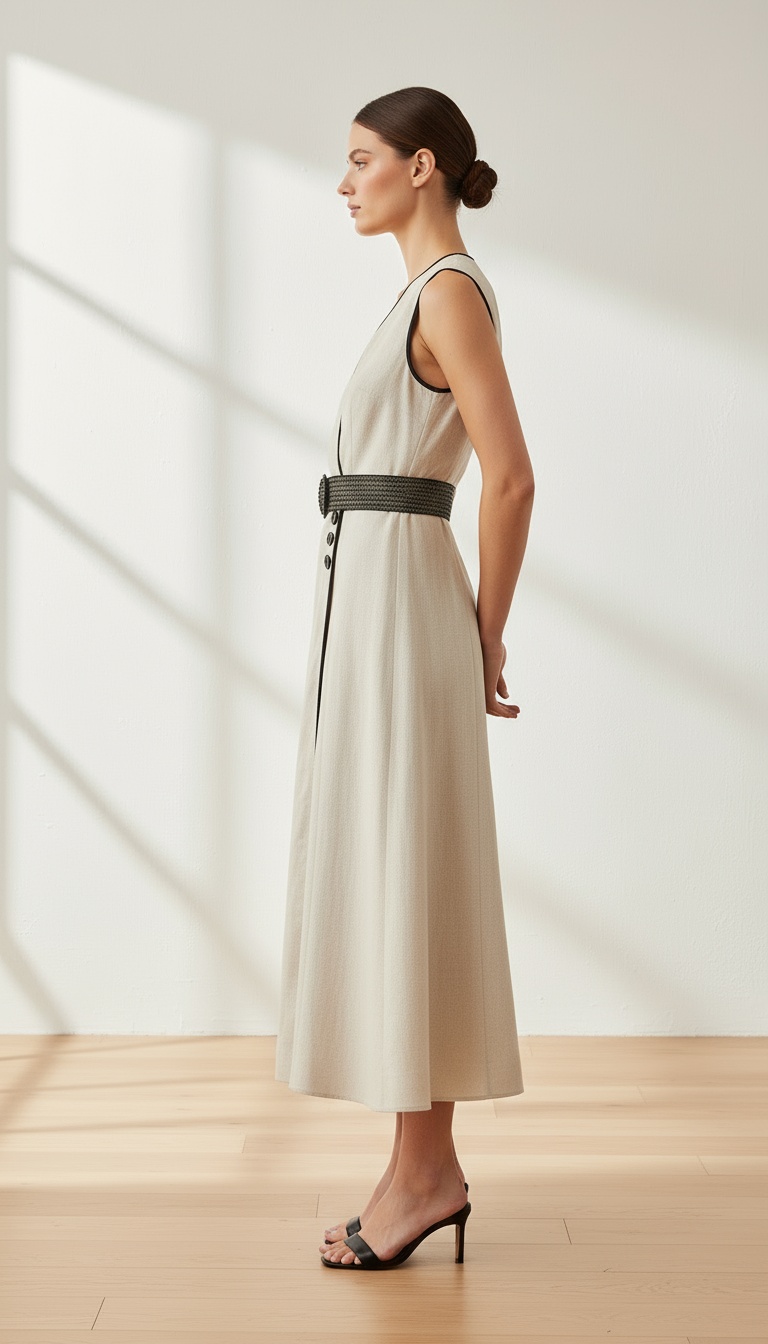 Linen Wrap Dress - Side View